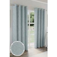 Enhanced Living 'Austin' Blue 100% Blackout, Thermal, Linen Look Pair of Eyelet Curtains | Size: 168 cm width x 229 cm drop