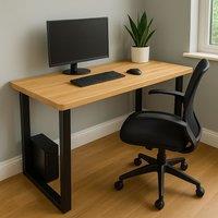 TRL Handmade Furniture Solid Oak Staved Desk - Black Ozmo | Size: 140 cm x 60 cm