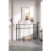 Modern 2-Tier Tempered Glass Console Table - Multi-Functional
