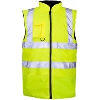 MyShoeStore Men's Hi Vis Reversible Waterproof Fleece Gilet Body Warmer in Yellow | Size: 4XL