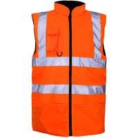 MyShoeStore Men's Hi Vis Reversible Waterproof Fleece Gilet Body Warmer in Orange | Size: Large