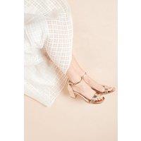 Dorothy Perkins Women's Sammy Barely There Low Block Heel Sandals in Gold | Size: 3