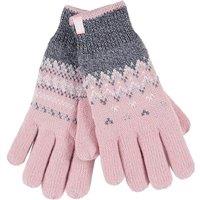 Heat Holders Women's Fairisle Fleece Lined Knitted Warm Winter Thermal Gloves in Pink | Size: S/M