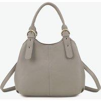 Fontanella Fashion Women's Drei Triple Compartments PU Leather Convertible Shoulder Tote Bag with Adjustable Straps in Mid Grey
