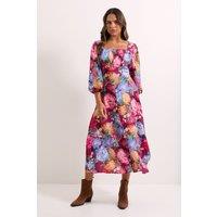 Dorothy Perkins Women's Floral Ruched Bust Drop Waist Midi Dress | Size: 10