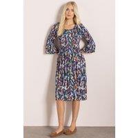 Klass. Women's Watercolour Print Pleated Dress in Navy | Size: 2XL