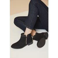 Good For the Sole Women's : Wide Fit Mira Material Mix Zip Low Heel Ankle Boots in Natural Black | Size: 3