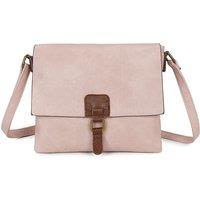 Fontanella Fashion Women's Sienna PU Leather Dual Compartment Crossbody Messenger Bag in Pink