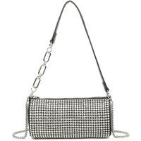 Fontanella Fashion Women's Marteau Diamond Embellished Cyclinder Shaped Evening Shoulder Bag in Silver