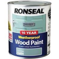 Ronseal 10 Year Weatherproof Wood Paint Duck Egg Blue Satin 750Ml