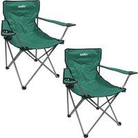 VFM e-Store Folding Camping Chair with Carry Bag & Cup Holder 51cm x 81cm 2 Pack in Green | Size: 51 cm x 81 cm
