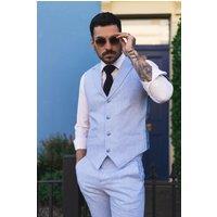 TruClothing Men's Summer Suit Waistcoat Trousers Wedding in Light Blue | Size: 44R