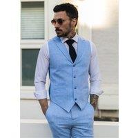 TruClothing Men's Summer Suit Waistcoat Trousers Wedding in Blue | Size: 48R