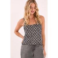 NastyGal Women's Embellished Grid Scoop Vest in Black | Size: 8