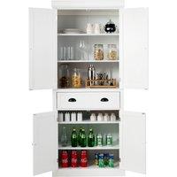 Gymax 183CM Kitchen Pantry Cabinet 2-Door Floor Utility Cabinet With Drawer in White