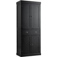 Costway Wood Tall Storage Cabinet 2 Doors Display Organizer Freestanding Pantry Cupboard in Black