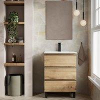 Banyetti Vatilla 600mm Floorstanding Vanity Unit with Lira Basin - Ostippo Oak in Light Oak