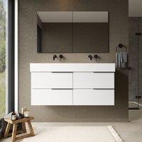 Banyetti Celtic 1200mm Wall Hung Bathroom Vanity Unit with Veneto 0 Tap Hole Basin - Gloss White