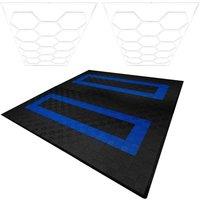 Monstershop Hexagon LED Lights x 2 & Vented Garage Floor Tiles With Edges - 165 in Black