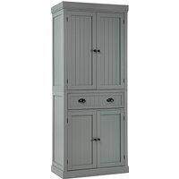 Gymax Wood Tall Cabinet 2 Doors Display Organizer Freestanding Pantry Cupboard in Grey | Size: 6ft