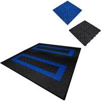 Monstershop Vented Garage Floor Tiles With Edges - 165 Black & 60 Blue