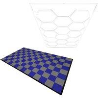 Monstershop Hexagon LED Light & Vented Garage Floor Tiles With Edges - 60 Grey &