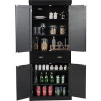 Gymax 183CM Kitchen Pantry Cabinet 2-Door Floor Utility Cabinet With Drawer in Black