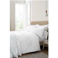 Bianca 'Embroidery Floral' 200 Thread Count Cotton Duvet Cover Set in White | Size: Single