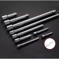 Hinsinc 9Pcs 3 Size Extension Bar Set 1/4" 3/8" 1/2" Drive Extra Long Socket Ratchet CRV in Silver