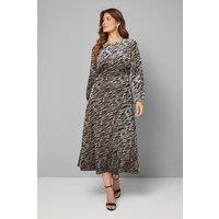 Wallis Women's Devore Drop Hem Midi Dress in Black/White | Size: 12
