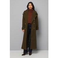 Wallis Women's Wide Lapel Trench Coat in Olive | Size: 12