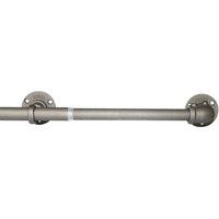 New Edge Blinds Gun Metal Industrial Room Darkening Extendable Metal Curtain Pole Set in Silver | Size: 210 cm