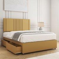 BSSPOKE Monaco Velvet Divan Bed Set 24Headboard 2 Drawers Footend & Mattress in Mustard | Size: Super King