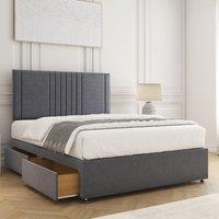BSSPOKE Monaco Velvet Divan Bed Set 24Headboard 2 Drawers Footend & Mattress in Charcoal | Size: Small Double