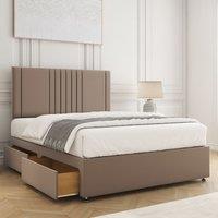 BSSPOKE Monaco Velvet Divan Bed Set 24Headboard 2 Drawers Footend & Mattress in Bronze | Size: Double
