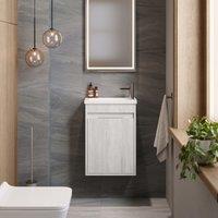 Banyetti Monda 390mm Wall Hung Cloakroom Vanity Unit - White Oak in Light Grey