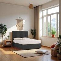 Knight Sleep Emily Plush Bed Set, 4 Drawers With Mattress, & 24Headboard in Charcoal | Size: Super King