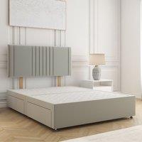 BSSPOKE Monaco Plush Velvet Divan Bed 24 Headboard 4 Drawers & No Mattress in Silver | Size: Double