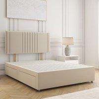 BSSPOKE Monaco Divan Bed Plush 24Headboard 2Drawers Same Side & No Mattress in Cream | Size: Double