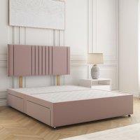 BSSPOKE Monaco Divan Bed Plush 24Headboard 2Drawers Same Side & No Mattress in Pink | Size: Single