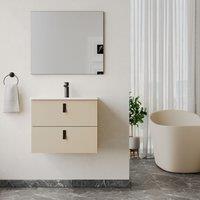 Banyetti Invicta 600mm Wall Hung Vanity with Veneto No Tap Hole Basin - Cashmere in Nude