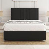 BSSPOKE Monaco Velvet Plush Divan Bed Set 24 Headboard & Mattress No Drawers in Black | Size: Small Double