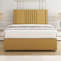 BSSPOKE Monaco Velvet Plush Divan Bed Set 24 Headboard & Mattress No Drawers in Mustard | Size: Single