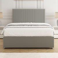 BSSPOKE Monaco Velvet Plush Divan Bed Set 24 Headboard & Mattress No Drawers in Silver | Size: Single