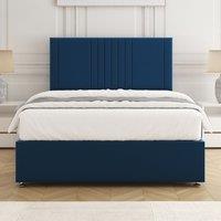 BSSPOKE Monaco Velvet Plush Divan Bed Set 24 Headboard & Mattress No Drawers in Blue | Size: Single