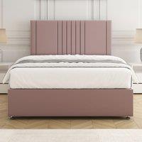 BSSPOKE Monaco Velvet Plush Divan Bed Set 24 Headboard & Mattress No Drawers in Pink | Size: Single