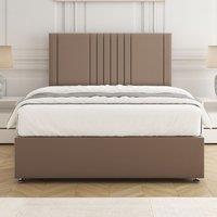 BSSPOKE Monaco Velvet Plush Divan Bed Set 24 Headboard & Mattress No Drawers in Bronze | Size: King