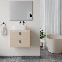 Banyetti Invicta 600mm Wall Hung Vanity with Matching Worktop - Cashmere in Beige