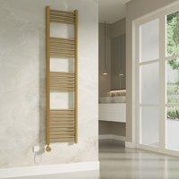Banyetti Aureli Brushed Brass Electric Ladder Towel Rail Radiator - 1600mm x 400mm in Gold