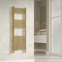 Banyetti Aureli Brushed Brass Ladder Towel Rail Radiator - 1200mm x 400mm in Gold